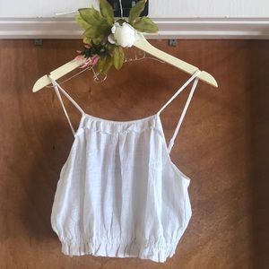 Heron Brand Gauzy Ruffle Crop Top